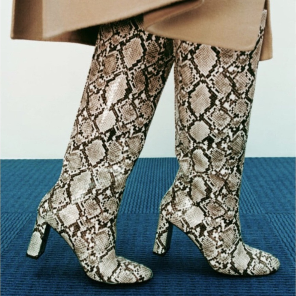 Zara Snake Print Ankle Boots